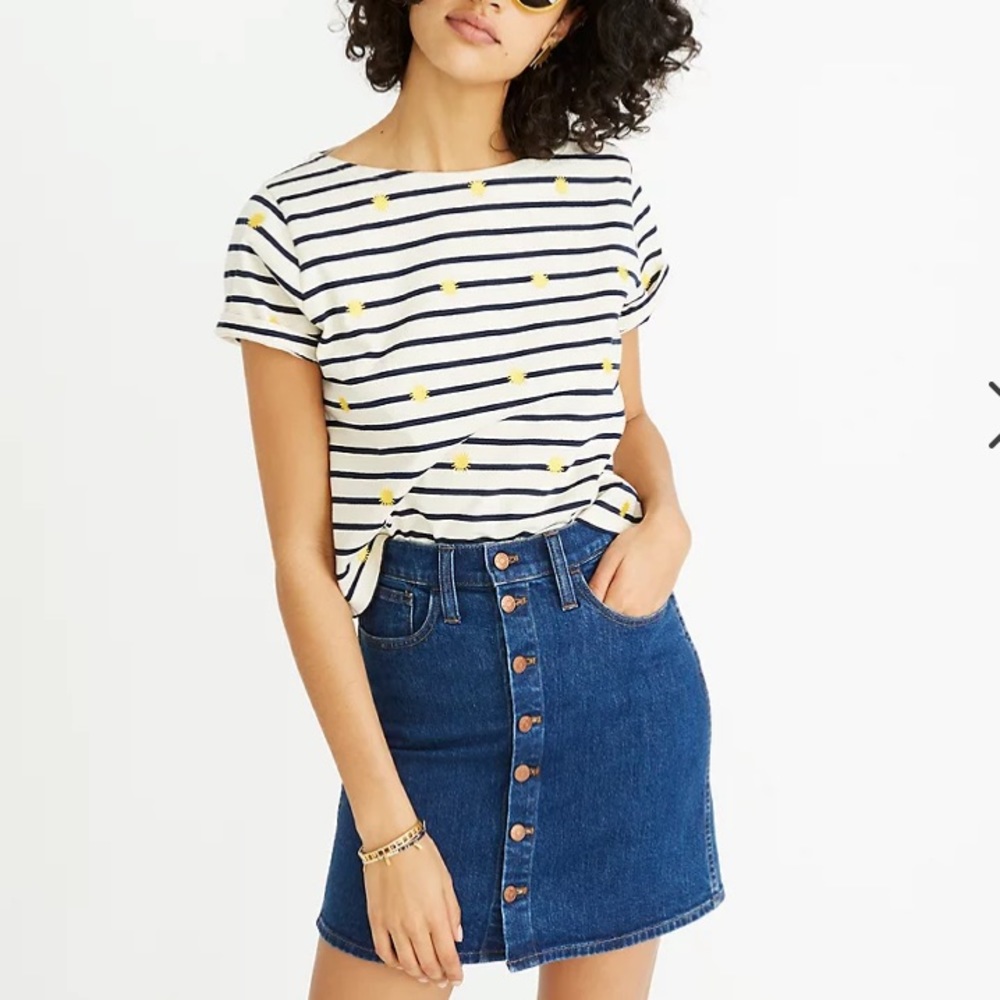 Madewell Stretch Denim Straight Mini Skirt Button-Front Edition